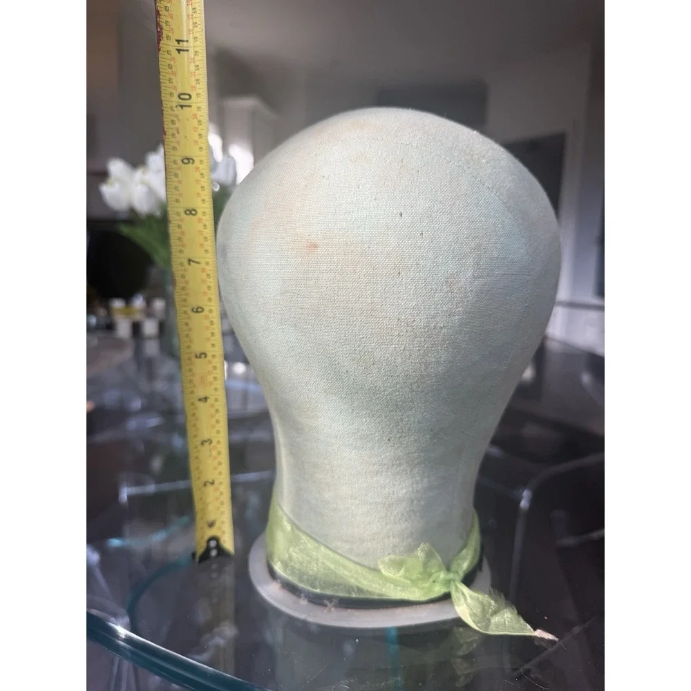 Vintage Hat Block Head Form Mannequin Size 22 Canvas Fabric Wig Making Millinery